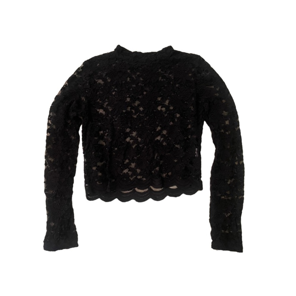 Lacy cropped black long sleeve shirt | Rue21